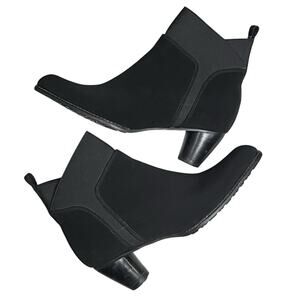 Stuart Weitzman Ankle Boots Women 6 3/4-7 Black Suede Stretch Block Heel Booties
